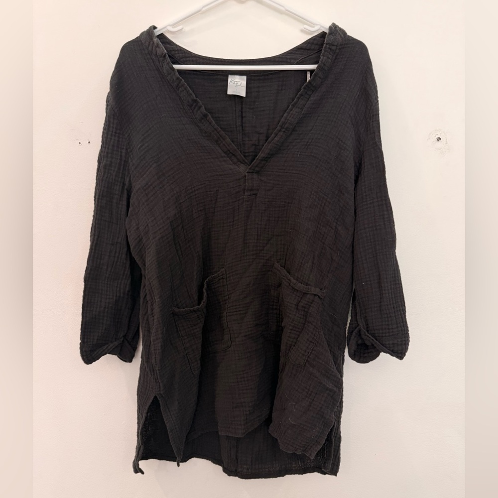 Black V-Neck Women's Swimsuit cover up